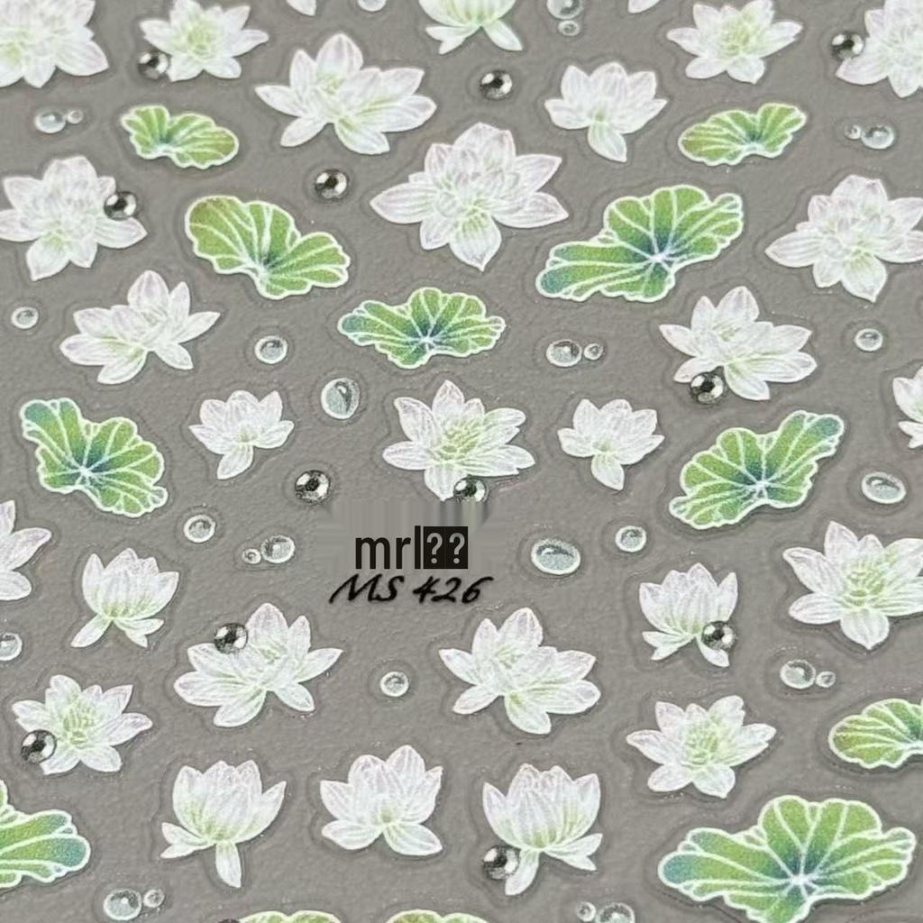 Grasshopper Lighter Daisy Embossed Nail Art & Flourishing Flowers DIY Decorative Adhesive Stickers Set
