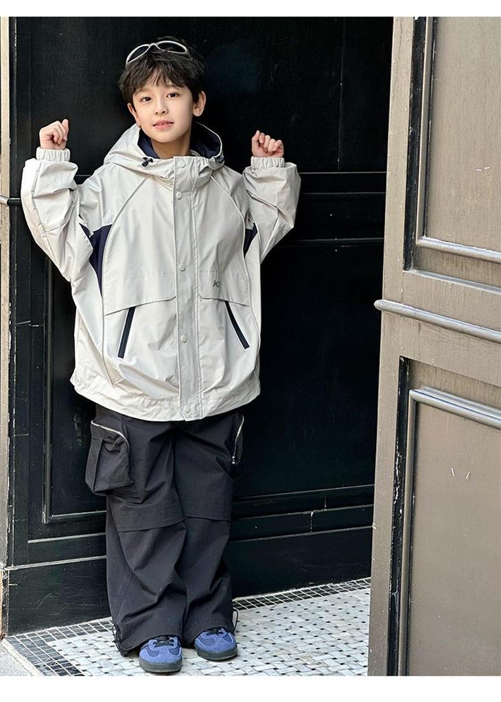 Boys' 2026 Spring Hooded Windbreaker for Outdoor Sports