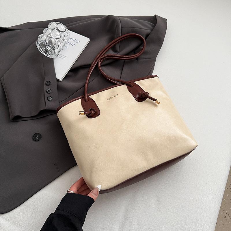 Retro-Tragetasche mit großem Fassungsvermögen für Damen, Frühjahr 2025, neue Mode, Schulter-, Unterarmtasche, lässige Handtasche