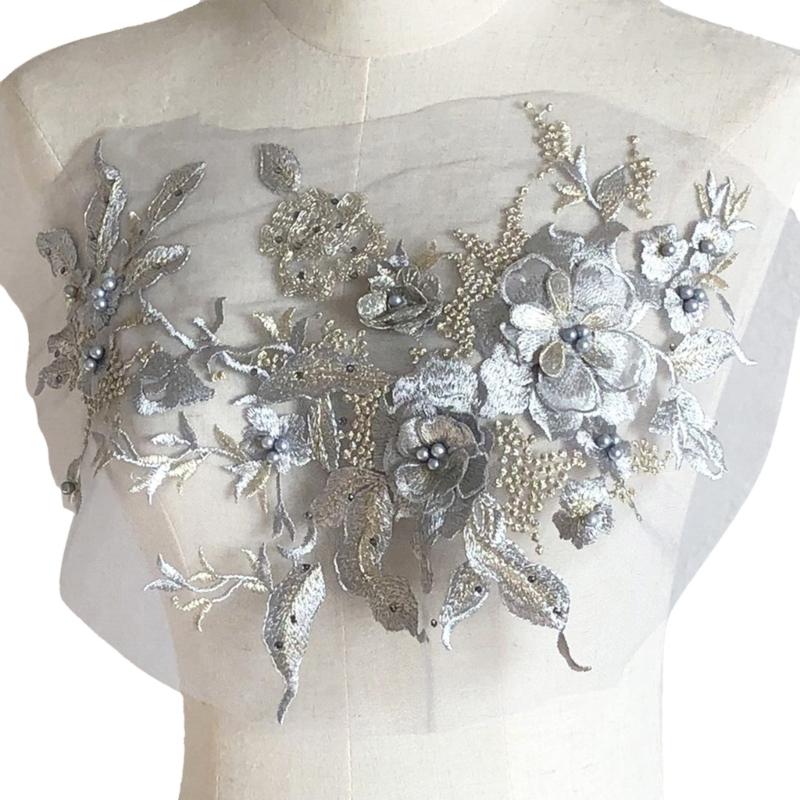 Embroidered Sequins Flower Applique Patches for Clothing Bags Handcraft Decoration Polyester Materials