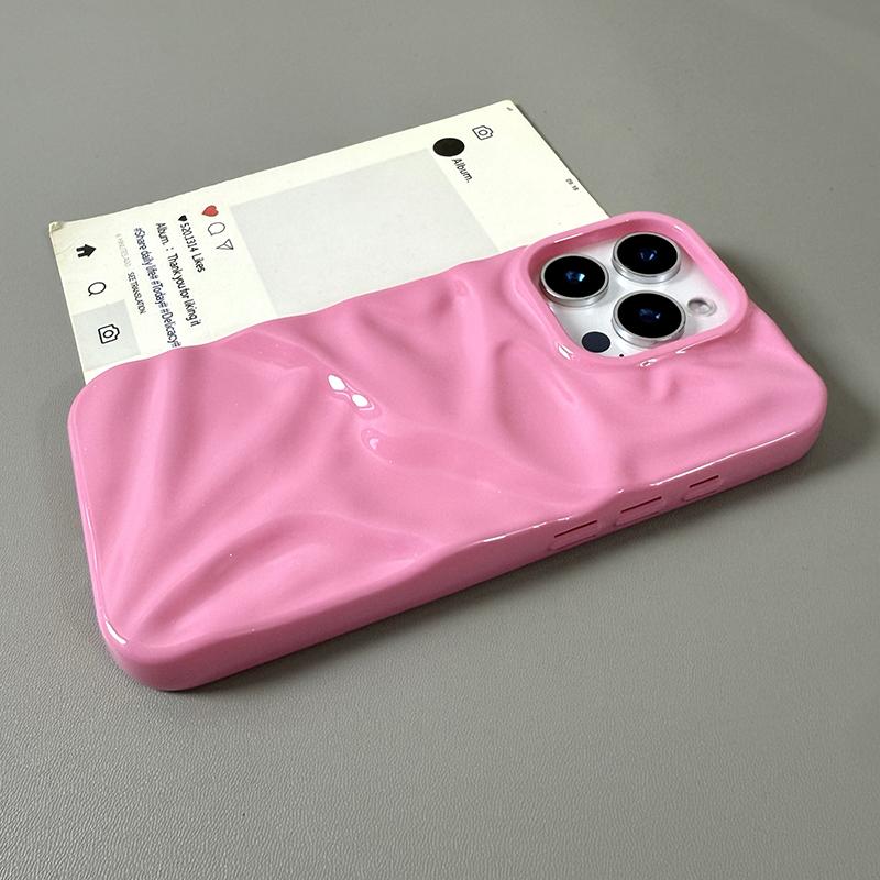 Fashion Ripple Texture Glossy Case For iPhone 11 12 13 14 15 Plus 16 Pro Max Soft TPU Wrinkles Phone Back Cover