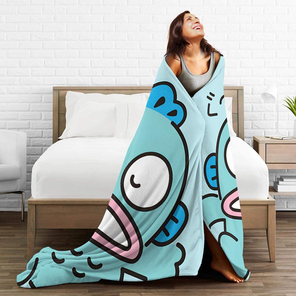 Hangyodons Plush Blanket Boy Girl Cute Green Fish Flannel Throw Blanket For Home Decor Warm Soft Customized Quality Bedspread