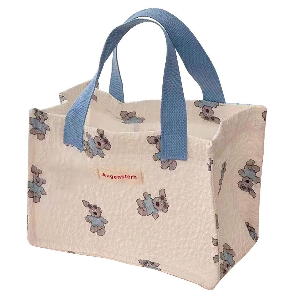 New Flower Lunch Bag Large Capacity Convenient Handbag Lunch Box Bag синий