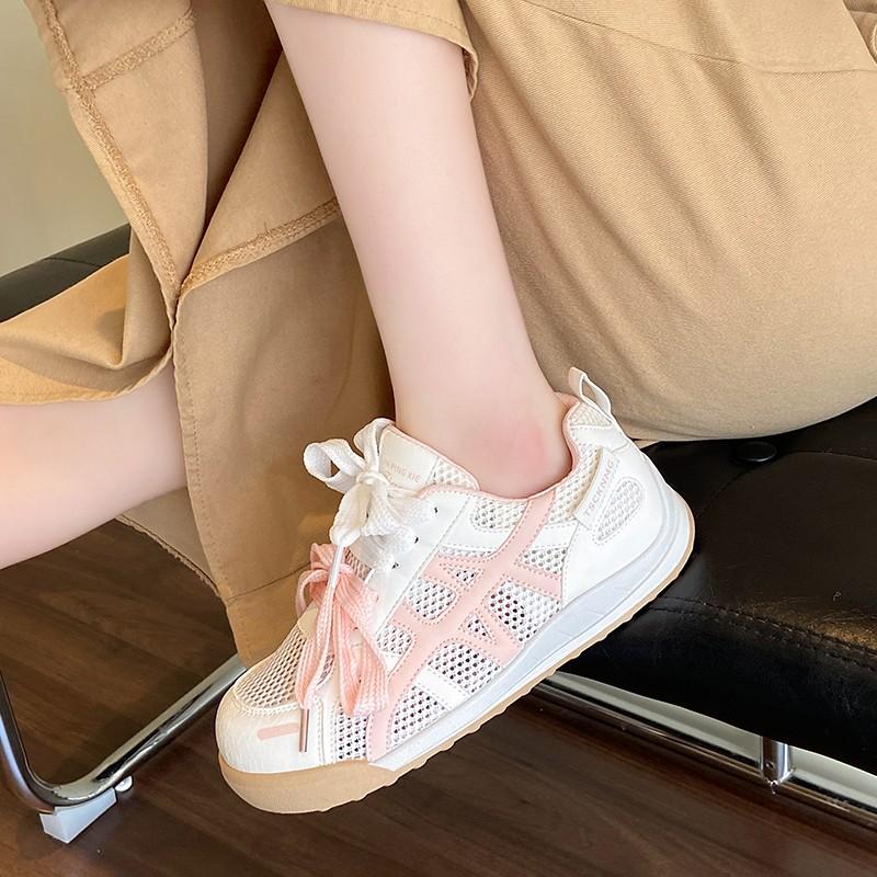 Fashion Women's Casual Shoes Round Toe Lace-up Flat Sole Mesh (Air Mesh) Women's Sports Shoes Dress Sport Fashion Zapatillas De Mujer