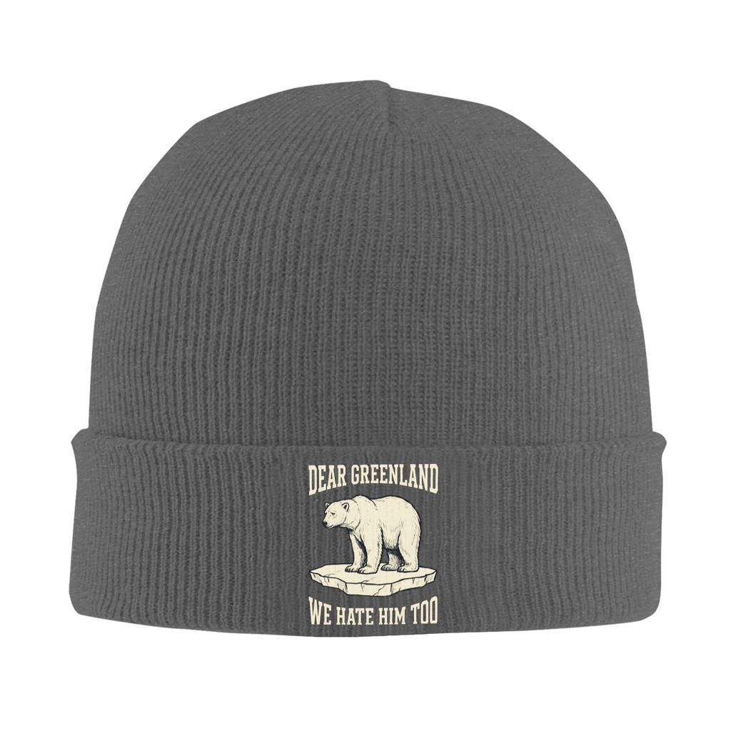 Unisex Adult Greenland Bear Beanie Hats Street Y2K Knitted Hat Spring Gym Caps Pattern Head Wrap Bonnet Hats