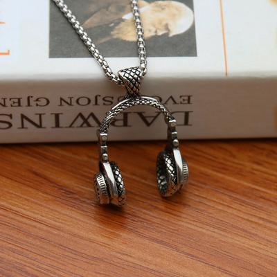 Trendige Herren Titanstahl Ohrhörer Halskette Herren Hip-Hop Persönlichkeit Schmuck Anhänger Pullover Kette Damen Mode Anhänger Zubehör