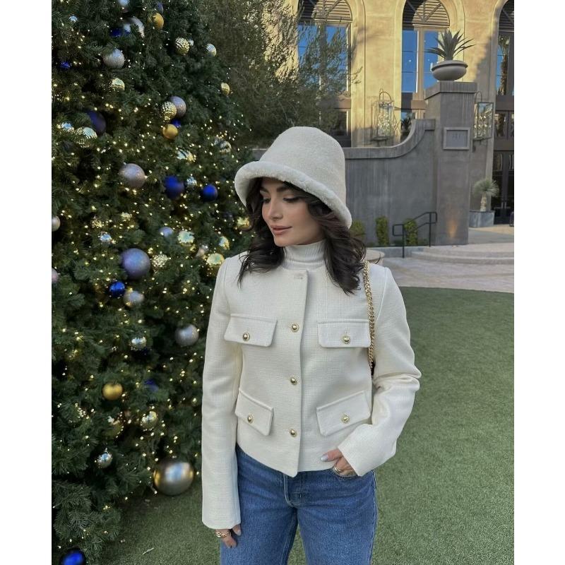 DAFIFY Women's Fashion Casual Solid Color Print Autumn Winter Long Sleeve O-Neck Jackets & Coats