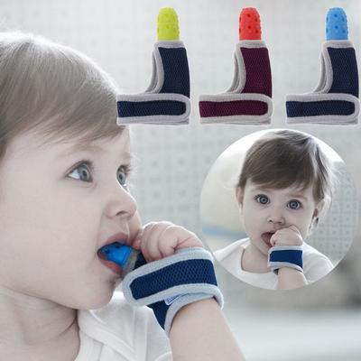 Child Finger Guard Stop Thumb Sucking Wrist Band Baby Nursing Mittens Teether Pacifier
