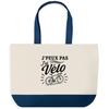 Sac De Courses - PLANETEE - Grand Sac Cabas Fond Bleu - Coton 170 G/m² - 27 L - Anses 64 Cm