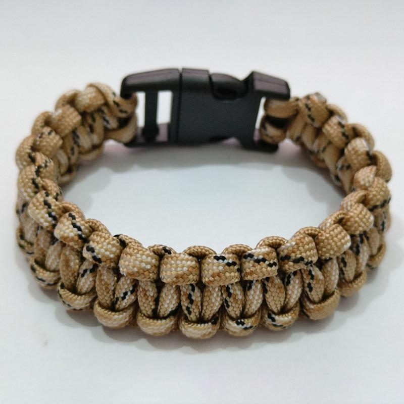 Adjustable Outdoor Camping Paracord Survival Braided Rope Bracelet Men Black Stainless Steel Adjustable Clasp Tool Accessories