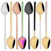 6Pcs Colorful Spoon Cutlery Set Mirror Stainless Steel Dinnerware Set Dinner Spoon Soup Ladle Tableware Western Kitchen Flatware