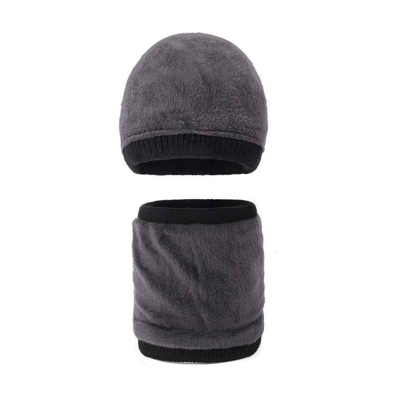 Winter Wool Hat Warm Neck Cap Two-Piece Set Outdoor Cold-Proof Knitted Hat Color-Matching Knitted Hat