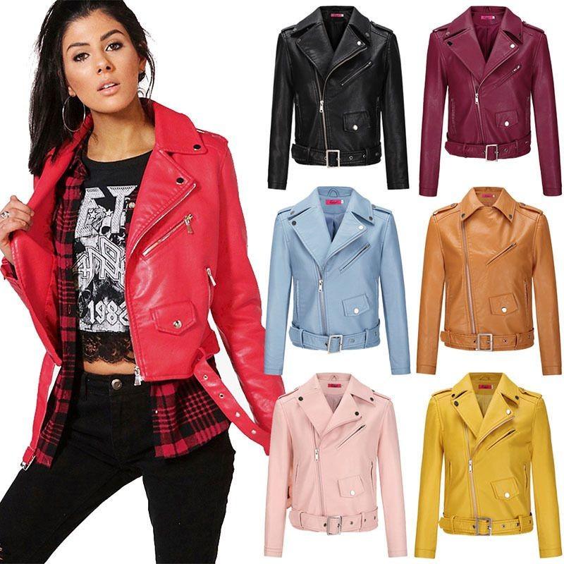 Crossborder 2025 Womens Punk Leather Jacket With Pu Splicing For Streetwear Fashion