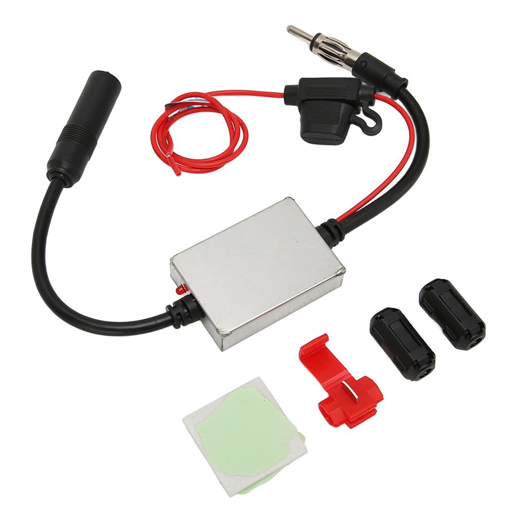 Car Stereo FM Radio Antenna Signal Stabilizer with 12V Power DIN Plug Connector for Marine RV Truck