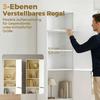 180 cm Tall Bookshelf, Modern 5-Tier Shelf with Adjustable Shelves, Freestanding Storage Cabinet, White