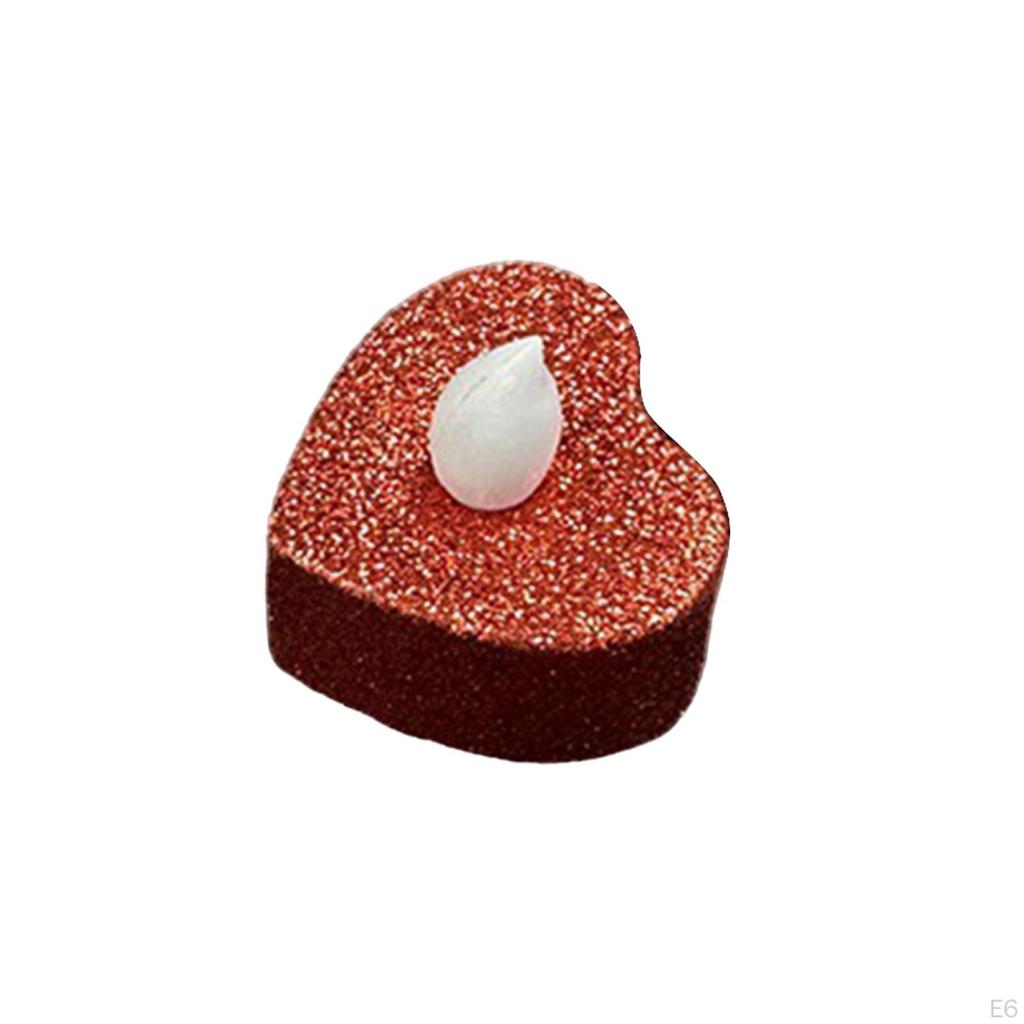 24 Heart-Shaped Electric Tea Lights, LED Votive Candles, Versatile, 1.5x1.5 Inches, for Wedding