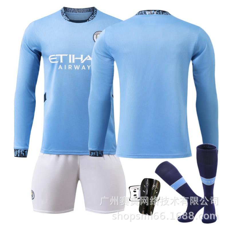 2425 Manchester City Heim Langarm Trikot Set 17 De Braunet 9 Harland 47 Forden 16 Rod Fußballtrikots