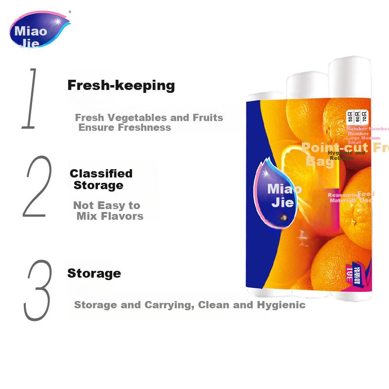 MIAOJIE Food Storage Bag Combo Pack: Large Size 50, Medium Size 60, Small Size 70, Total 180 Bags. Perforated Food Bags