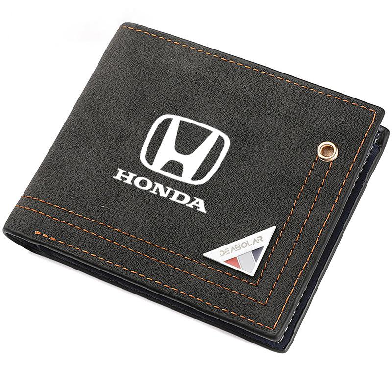 Frosted Leather Car Logo Wallet Coin Pocket Photo Card Men Purses For Honda Mugen Power Civic Accord CRV Hrv Jazz VTEC Accessory FL3