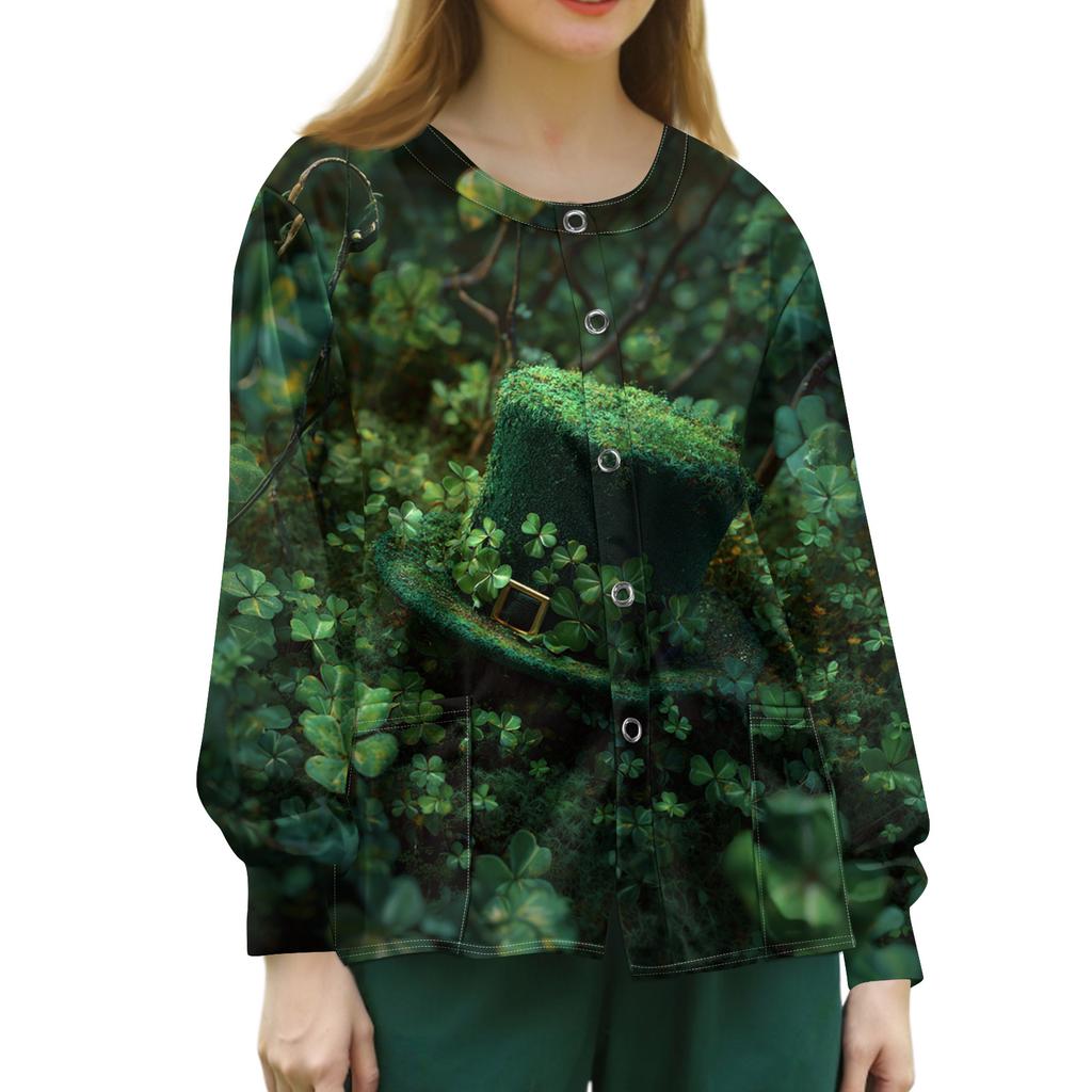 Women's Casual Long Sleeve Single Breasted Printed Dry- Top