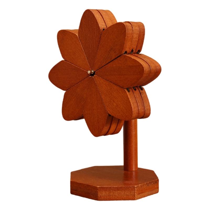 Heat Resistant Wooden Trivet Set Countertop Protectors Natural Wood Pinwheel Shape Placemat For Hot Dishes Pots Pans
