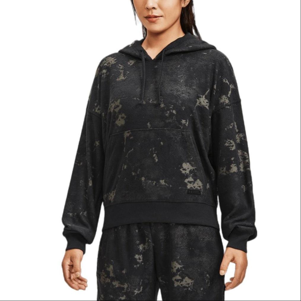 (WMNS) Under Armour Journey Terry Hoodie 'Black Grey' Women's 1376915-001
