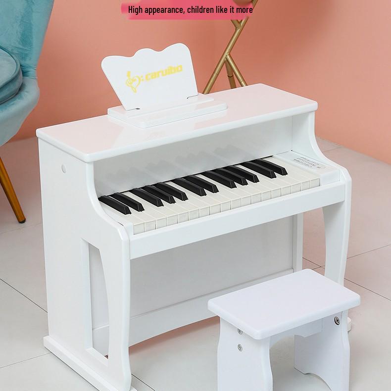 30-Key Children's Wooden Electronic Keyboard with Weighted Keys - Beginner Toy Piano for Girls