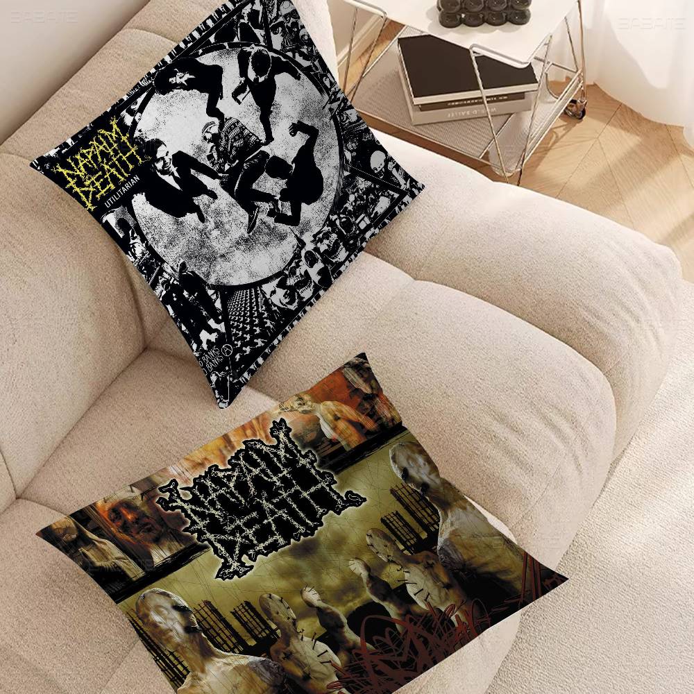 Heavy Rock Band-Napalms-Deaths Pillow Covers Cartoon Sofa Decorative Home Double-sided Printing Short Plush Cute Cushion Cover
