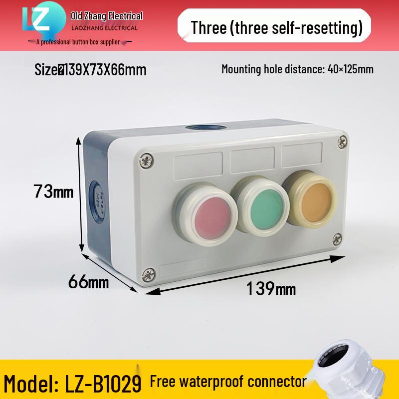 IP65 Waterproof Button Box with Emergency Stop & Indicator Light - 12345-Hole Plastic Enclosure