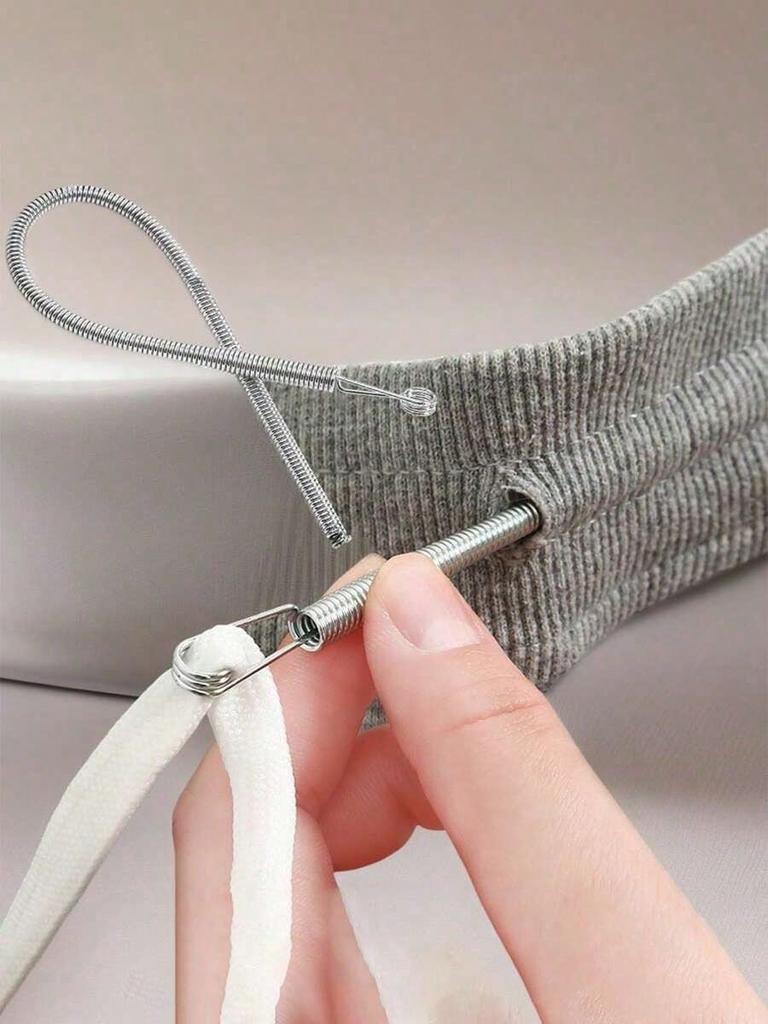 1 Stück Federbelastetes flexibles Kordelzug-Ersatzwerkzeug | 2-in-1 Elastikband-Einfädler für Hosen, Hoodies & Röcke | Haushalts-Grundausstattung