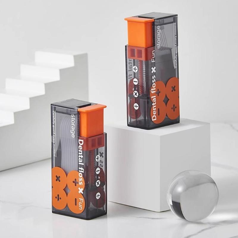Ergonomic Floss Pick Storage Box Auto Eject Function Plastic Construction Toothpick Holder Dental Care Organiser