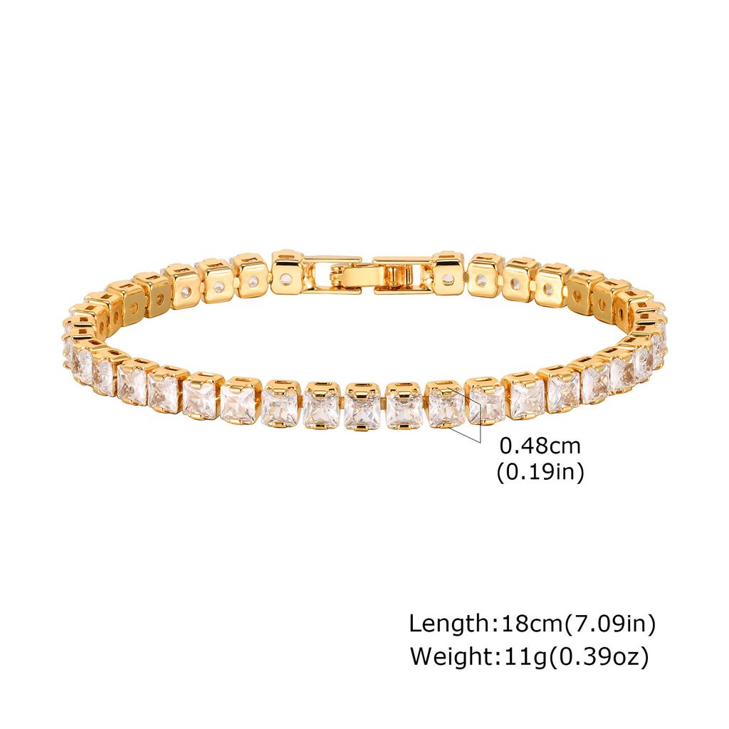 Cubic Zirconia Tennis Bracelet for Women, 18K Gold Plated Stainless Steel CZ Chain, Bridesmaid Zircon Non Tarnish