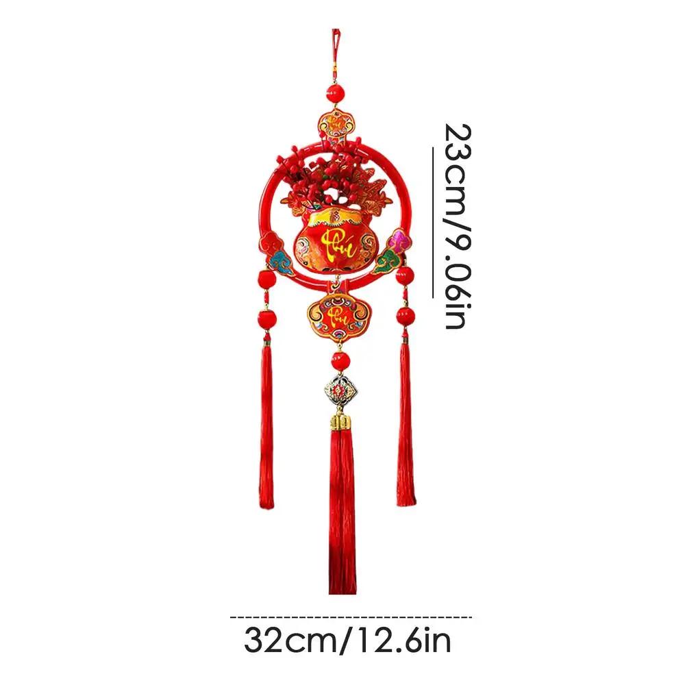Vietnamese New Year Hangable Ornament 2025 Spring Festival Blessing Tassel Ornament Lucky Character Pendants Holiday Home