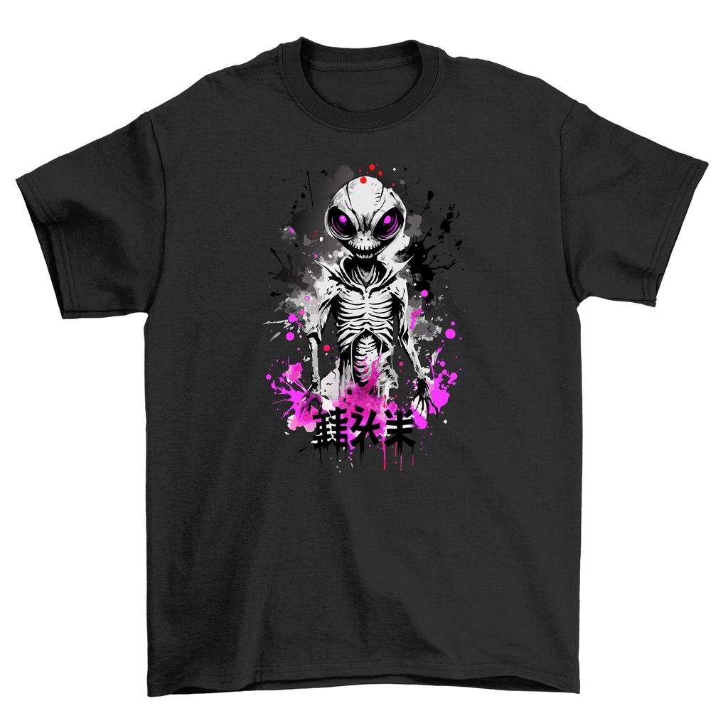 Alien Anime Skeleton Splash T-shirt: Out-of-this-wo Rld Funny! Unisex Printed Des