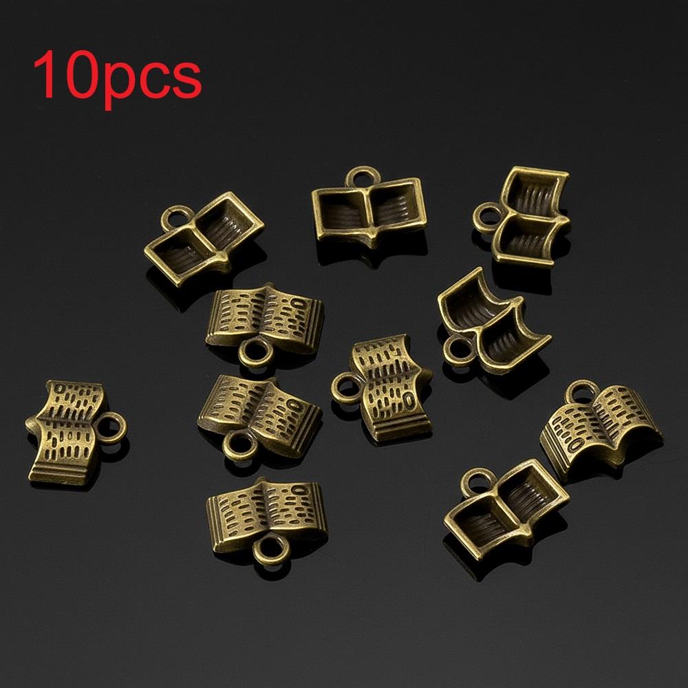 

10/20/100pcs Charms Open Holy Bible Book 11x12mm Student Stationery Pendants Antique Jewelry Making DIY Handmade Craft Ornaments
