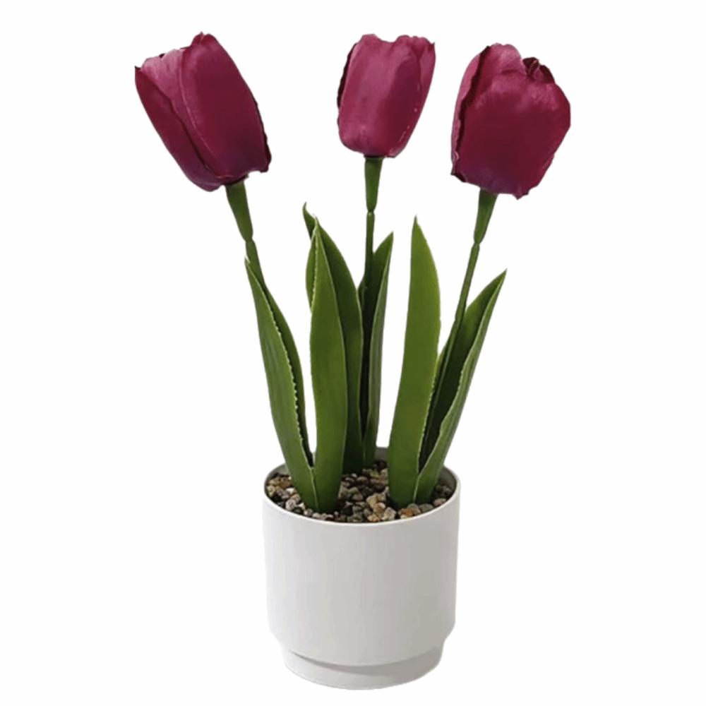 3/5 Heads Artificial Tulip Flower Bonsai Multicolor White Flowerpot Simulation Flower Bonsai Photo Props Faux Flower Potted Gift