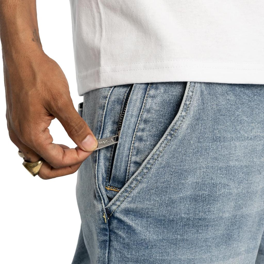 Pro Club Zwaar Gewicht Relaxte Pasvorm Denim Cargo Broek Licht Steen (Maat 32, Wassen)