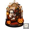 NEW 2026 HUA HUA Cute Reading Ghost Halloween Ghost Ornaments 2D Flat Acrylic Pendant Halloween Hanging Home Decor HUA HUA