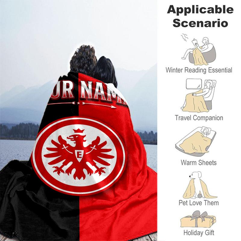 Individuelle Personalisierte Decke Frankfurt Fußball Weiche Wohndecke, Geeignet für Familie und Freunde, Sofadecke, Heimdekoration Weihnachtsgeschenk