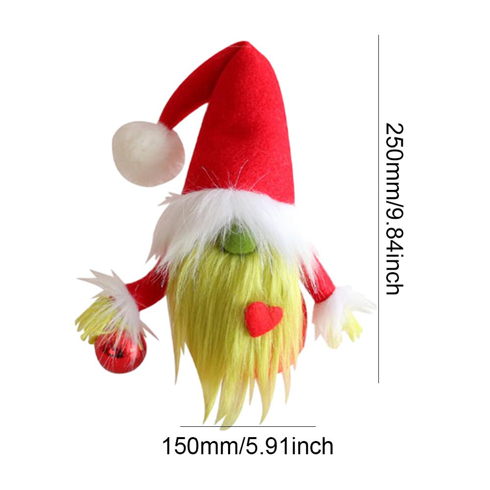 Christmas Green Beard Gnome with Red Heart Mini Faceless Man Toy Festival Theme for Home Table Top Decorations