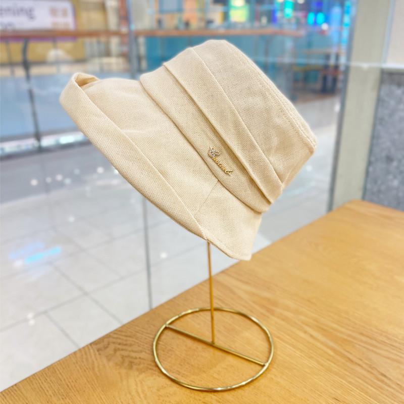 

Summer Cotton Linen Sun Hat Women Hepburn Style Breathable Lightweight Alphabet Fisherman Hat Literary Japanese Basin Hat