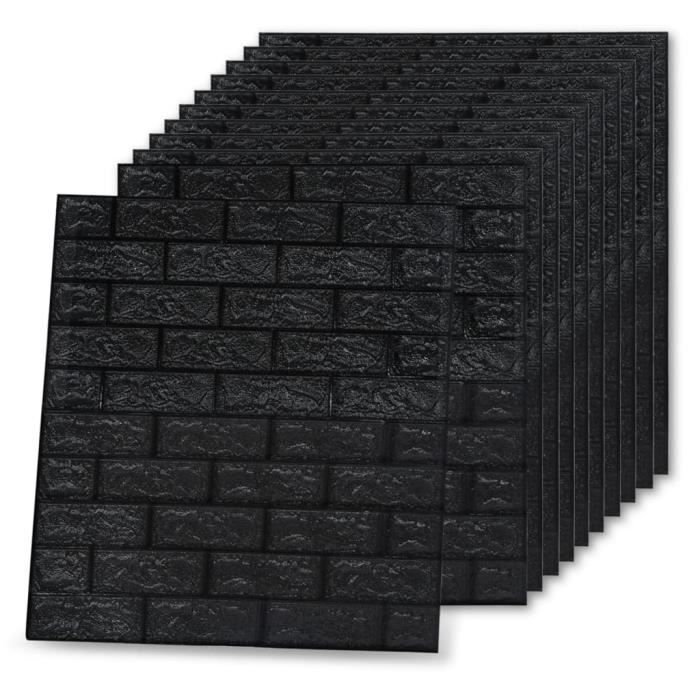 VidaXL Papier peint 3D autoadhésif Briques 10 pcs Noir