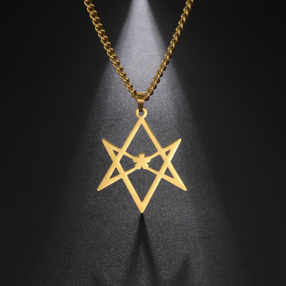 Jeshayuan Thelema Unicursal Hexagram Stainless Steel Pendent Necklace Sheffield Band BMTH Logo Men Necklaces Jewelry Gift