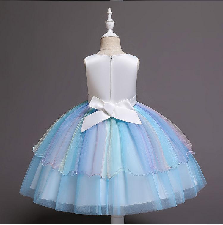 Einhorn Tutu Kleid für Babymädchen Regenbogen Chiffon Ball Outfit mit 3D Pailletten Prinzessin Geburtstagsparty Tanz Klavierkonzert Kostüm