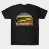 Men Black Print T-shirt S52 Harmonica Mouth Organ (48) No-Cut Transfer Paper Print Cotton Tshirt