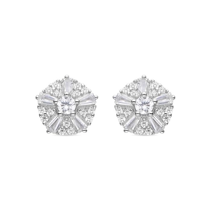 Luxenter Boucles d'oreilles en argent 925 et zirconium brillant plaqué finition en rhodié - Umya