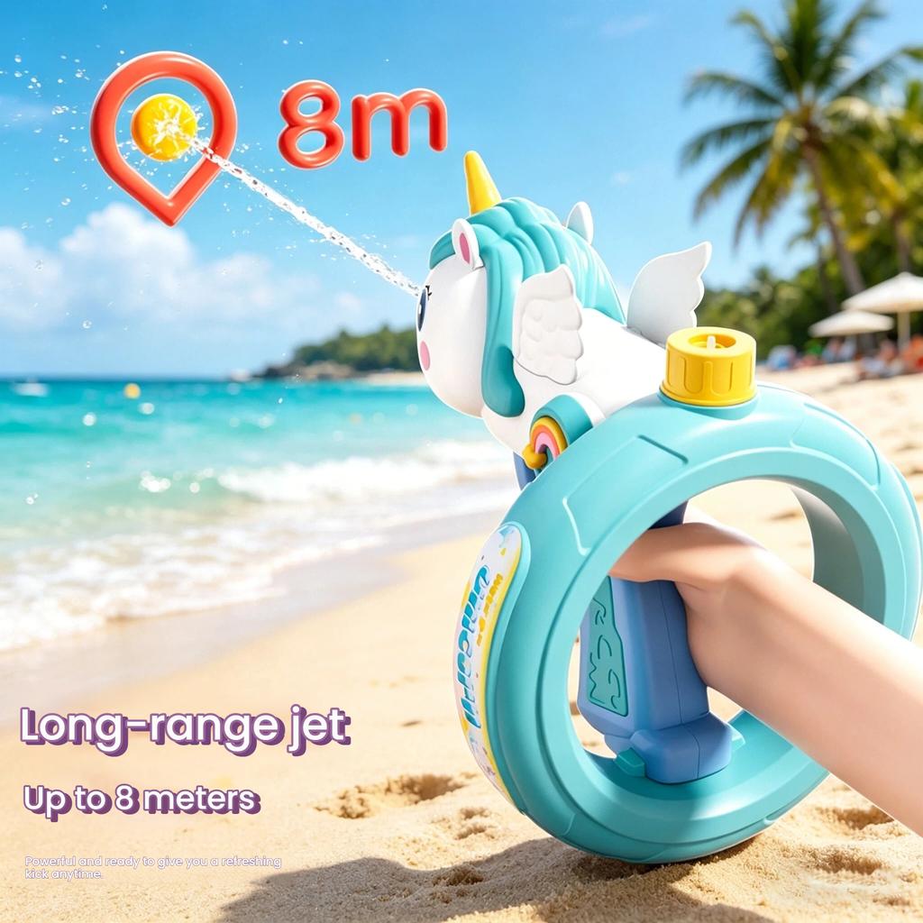 New Unicorn Electric Water Gun - Swimming Ring Design High-Speed Continuous Firing Summer Beach Pool Water Battle Toy