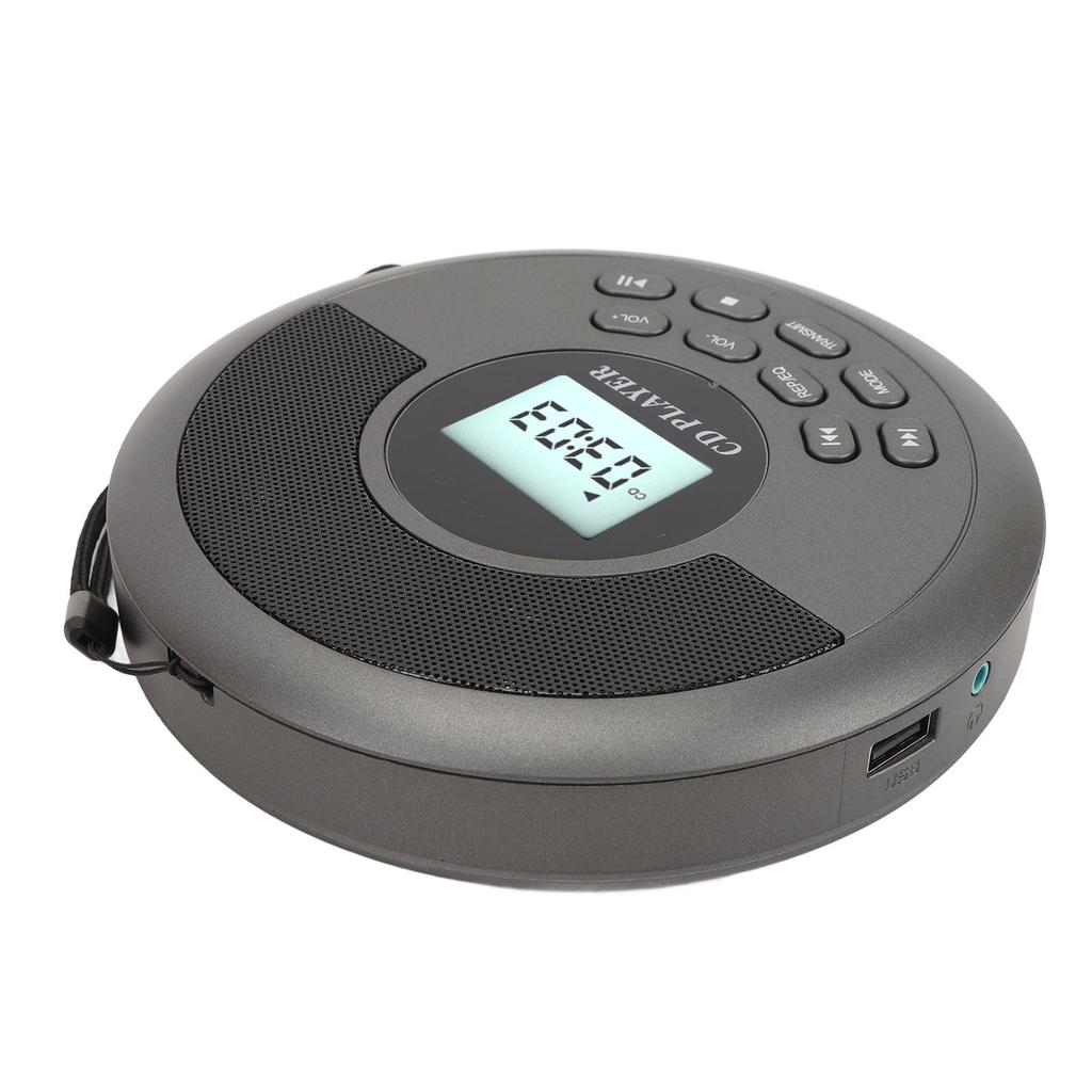 Portable CD Player USB BT Dual Speaker Rechargeable Disc Player for Home Car Travel Outdoor