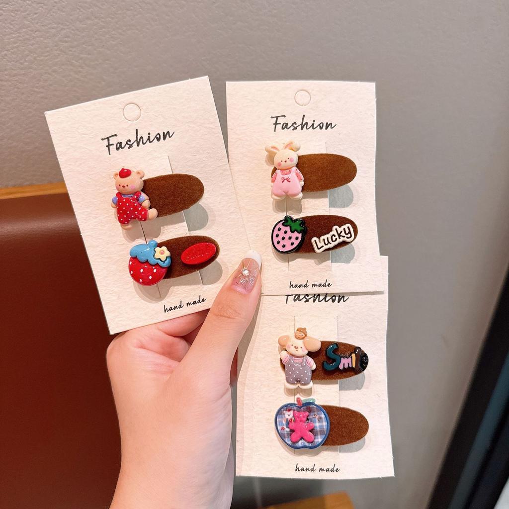 Red Children'S Cartoon Hairpin Versatile Cute Sweet Letter Bangs Clip Side Clip Hair Accessories
