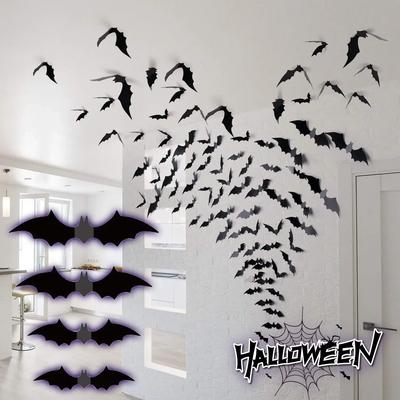 Dekoracja Halloweenowa 3D Czarny Nietoperz z PVC Impreza Halloweenowa Dekoracja DIY Naklejka na Ścianę Pokój Barowy Impreza Halloweenowa Straszne Dekoracje Rekwizyty